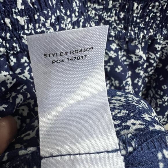 LULUS Fleur-Tation Blue Floral Off Shoulder Midi Hi Lo Dress XL Smocked Cottage - Picture 6 of 7